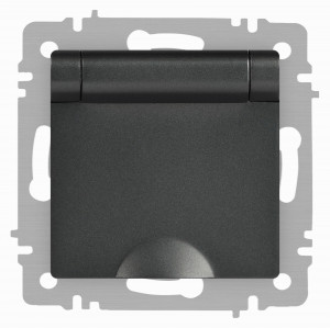 ЭРА Intro Accent мех. роз. СУ 1 мест. (земля, крышка), 16А 250В, графит 6-203-07