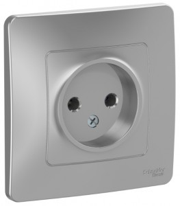 Systeme Electric BLANCA роз. СУ 1 мест. 16А алюм. (пл.осн.) BLNRS000013 (10!)