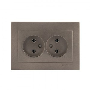 EKF Валенсия лиц. панель роз. 2 мест. б/з 10А графит, шторки Al/Cu (корпус PC) ESR10-L-102-60