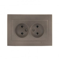 EKF Валенсия лиц. панель роз. 2 мест. б/з 10А графит, шторки Al/Cu (корпус PC) ESR10-L-102-60