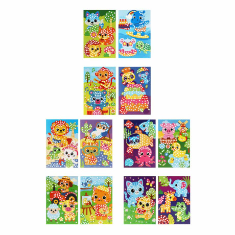 Аппликация из самоклеящихся наклеек "Кружочек", 2 картинки, наклейки, бумага, 20х30см, 6 дизайнов