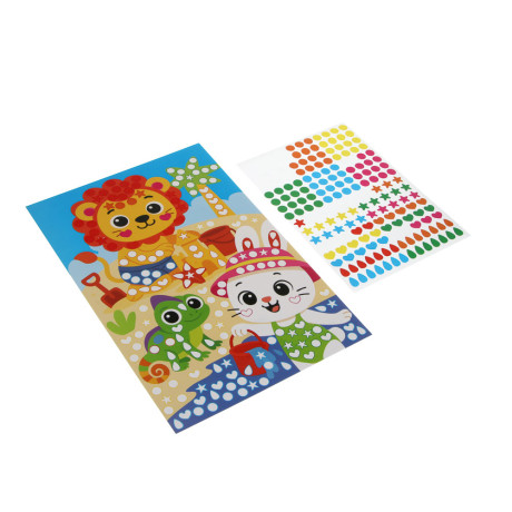 Аппликация из самоклеящихся наклеек "Кружочек", 2 картинки, наклейки, бумага, 20х30см, 6 дизайнов