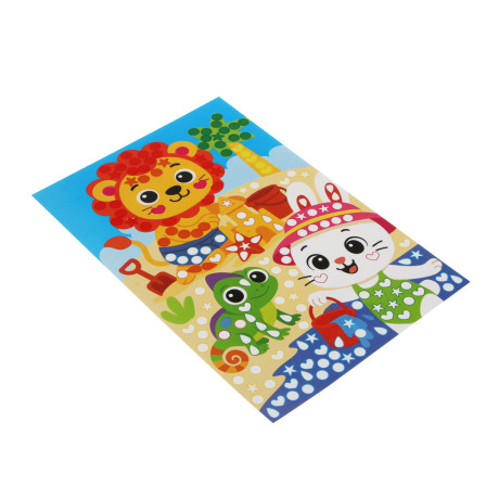 Аппликация из самоклеящихся наклеек "Кружочек", 2 картинки, наклейки, бумага, 20х30см, 6 дизайнов