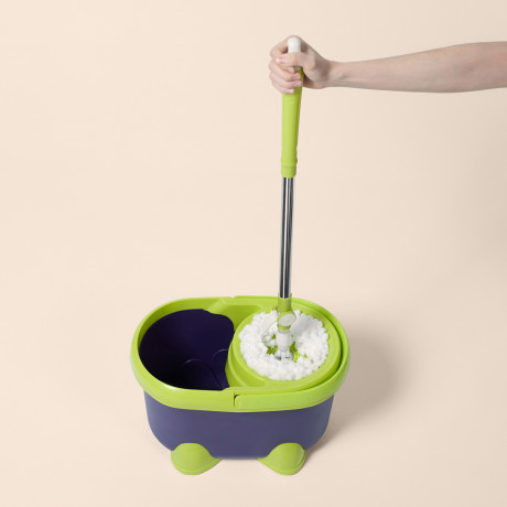 VETTA Набор МОП: ведро 14 л, с колес., швабра, доп.насадка, принцип отж. "Юла", метал.отжим, пластик