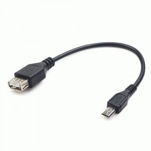 Кабель USB(A)гн. - microUSBшт. 0.15м Cablexpert USBAF/MicroBM, удлиненный разъем 9мм,  A-OTG-AFBM-03