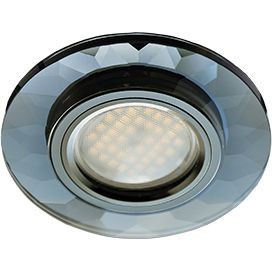 Ecola DL1654 MR16 GU5.3 св-к  Стекло граненый Черный/Черный хром 25x90 FB1654EFF (10!)