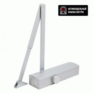 Доводчик дверной БУЛАТ PROFI ДД 802/5 B-S (25-120 кг) серебро, морозостойкий (10)