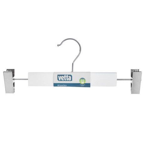 VETTA Вешалка деревянная для юбок и брюк, с клипсами, 28см, в ассортименте, хром