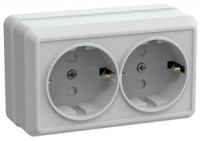 IEK ОКТАВА роз. ОУ 2 мест. с з/к с защ. штор. 16А белыйРСш22-3-ОБ