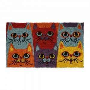 Коврик кокосовый ворс 15мм, 35*60см "Котики", на ПВХ основе  VORTEX