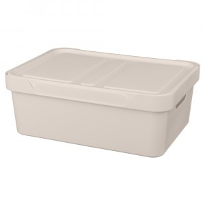 Ящик с крышкой универсальный "LUXE", 380x276x140 мм, 12л светло-бежевый 43320563 4 Бытпласт