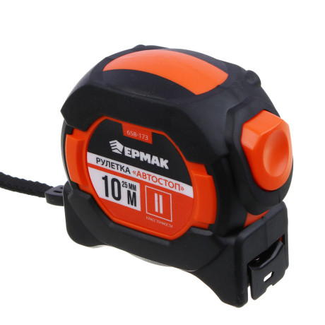 ЕРМАК Рулетка 10мx25мм, автостоп,  TPR, ABS (XM)