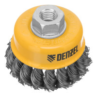 Щетка для УШМ, 75 мм, &quot;Чашка&quot;, крученая нержавеющая проволока 0.5 мм, М14 Denzel