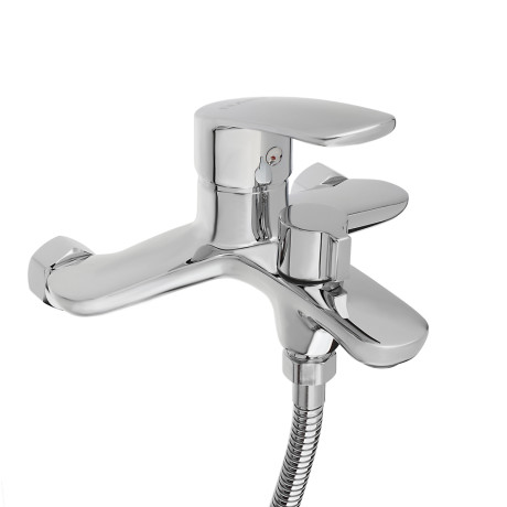 RAIN Смеситель для ванны Фианит, короткий излив, душ. набор, картридж 35мм, латунь, хром