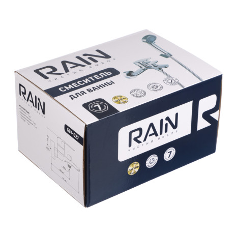 RAIN Смеситель для ванны Фианит, короткий излив, душ. набор, картридж 35мм, латунь, хром