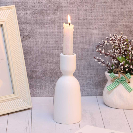 Подсвечник, 5,3х5,3х13,3см, керамика, цвет белый, арт.16