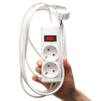 Удлинитель ПРЕМИУМ с КНОПКОЙ 2 гнезда 3 метра ПВС 3*0,75 с заземлением х30