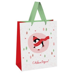 Пакет подарочный 18*23*10см MESHU "С Новым годом", отд. фольгой, выбор.лак, матовая ламинация 354625