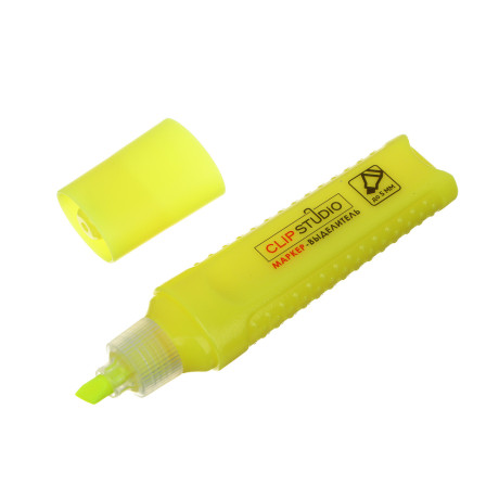 ClipStudio Набор маркеров-выделителей, 3 цвета, плоский корпус, скош. наконечник, ПВХ пенал