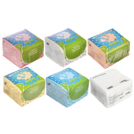 Салфетки бумажные однослойные 100 шт, п/у,2 вида