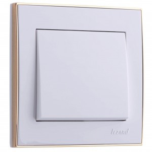 Lezard RAIN выкл. СУ 1 кл. бел. с бок. вст. золото (корпус PC) 703-0226-100