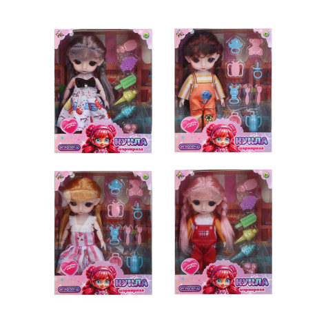 ИГРОЛЕНД Кукла шарнирная 15 см с аксессуарами, PP, ABS, 21х6х21,5 см, 4 вида