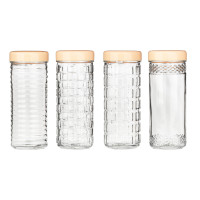 Банка с крышкой 0,85л, стекло, 4 дизайна