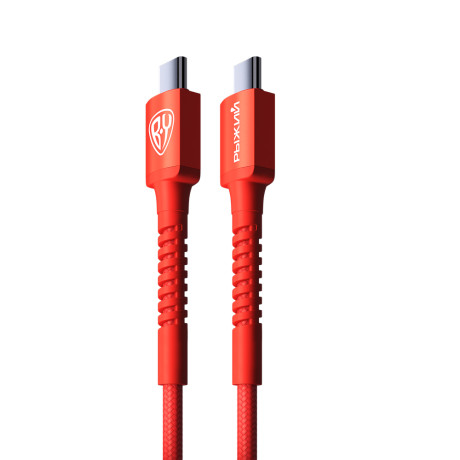 BY Рыжий Кабель для зарядки XXL Type-C-Type-C, 1,5м, Быстрая зарядка 3А, PD 65W, тканевый, оранж.