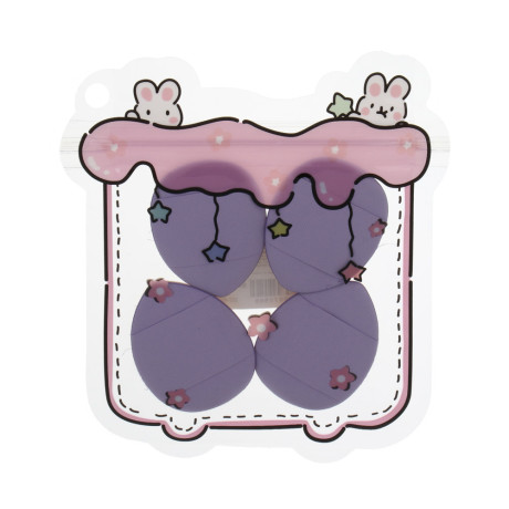 Набор спонжей для тональной основы 4 шт тм ЮНИLOOK, полиуретан, 4 цвета, 2 дизайна