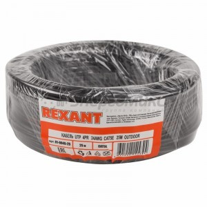 Кабель UTP 4PR 24AWG, CAT5e, наружный (OUTDOOR) (бухта 25м)  REXANT, 01-0045-25