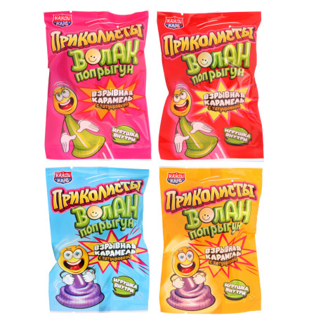 Взрывная карамель с игрушкой и татуировкой "Приколисты. Волан-попрыгун" 1г