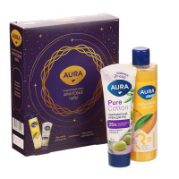 Подарочный набор женский AURA: Гель-смузи д/душа 3в1, 250мл+Крем д/рук Комплексный, 75мл