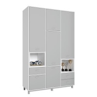 Шкаф трехсекционный Polini kids Mirum 2335, белый-серый/белый (мест 7)