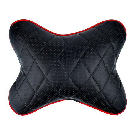 ЕРМАК / NG Подушка-косточка на подголовник, искусственная кожа, эластичная лента, 30х24х13 см, черны