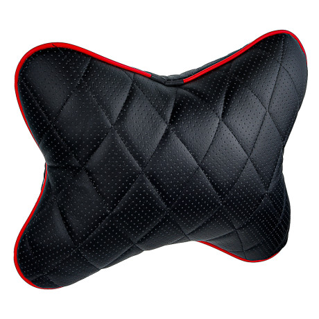 ЕРМАК / NG Подушка-косточка на подголовник, искусственная кожа, эластичная лента, 30х24х13 см, черны