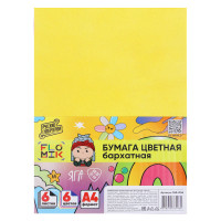 FLOMIK Бумага цветная бархатная, А4, 6 листов, 6 цветов
