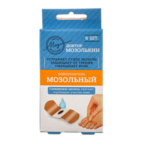 Лейкопластырь "Доктор Мозолькин" мозольный, на ткан.осн, 7х2см,6шт