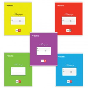 Тетрадь 12л. BRAUBERG линия, обложка мелов. карт., "Классика", 5 видов, 103274