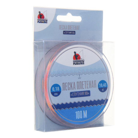 AZOR FISHING Леска плетеная диалоги о рыбалке "Спутник X8", 100м, 0,18мм, 10,43 кг, мультиколор