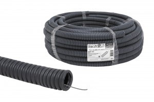 TDM труба гофр. ПВХ d 40 с зондом 25м черная легкая (цена за 1м) Народная (25!) SQ0401-0305