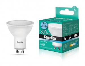 Camelion GU10 220V 10W(800lm 100°) 6500K 6K матовая 58x50 LED10-GU10/865/GU10