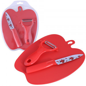 Набор из 3 предм. (нож/овощечистка/раздел.доска) (кратность 3!!!) металл/пластик VL60-79 Мультидом