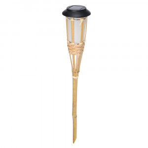 INBLOOM Фонарь на солнечной батарее Факел 60см, 1 режим свечения, бамбук натуральный