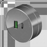 Systeme Electric MultiTrack роз. ОУ 1 мест. 2хUSB (тип А+С) 18Вт, 5В/3А Графит MTK13003G