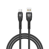 BY Кабель для зарядки Silky Type-C, 1м, Быстрая зарядка 3А, QC, PD 20W, тканевый, черный