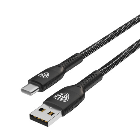 BY Кабель для зарядки Silky Type-C, 1м, Быстрая зарядка 3А, QC, PD 20W, тканевый, черный