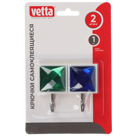 VETTA Крючки самоклеящиеся, "Кристалл", 2шт, пластик, металл