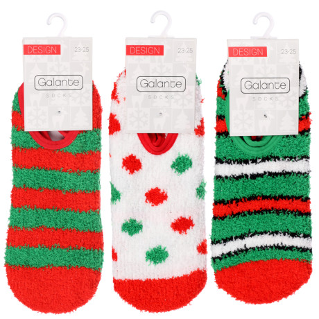 GALANTE Носки-антизаносы махра, р.23-25, 95% полиэстер, 5% спандекс, 6 дизайнов