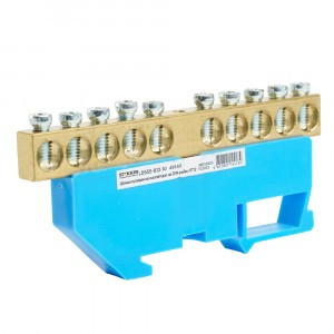STEKKER шина нулевая "ноль" на DIN-изоляторе 8x12, 10 отв. 160А, синий LD555-812-10 49540 89