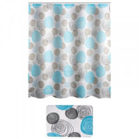 Набор для ванной комнаты &quot;Шарики&quot; (занавеска 180х160см, коврик 45х68см), 104500 Рыжий кот